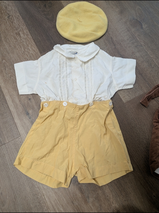 Goosey Gander Other - Vintage Boys "Goosey Gander" Romper Set with Yellow Beret